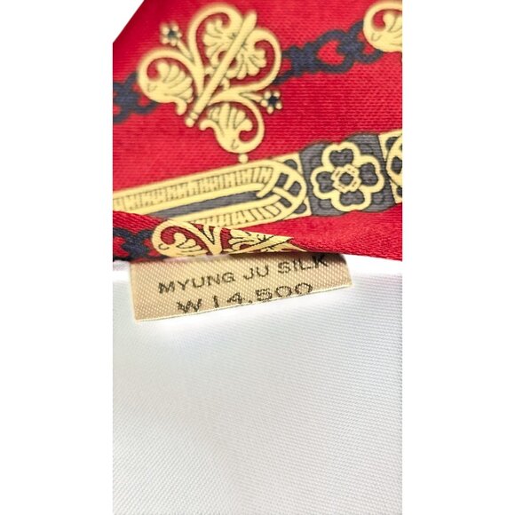 Rene Chagal Men's Burgundy & Gold Fleur-de-Lis Stripe Necktie - Picture 6 of 7